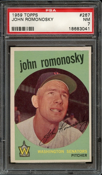 1959 TOPPS 267 JOHN ROMONOSKY PSA NM 7