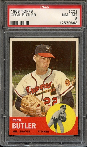 1963 TOPPS 201 CECIL BUTLER PSA NM-MT 8