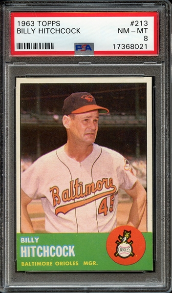 1963 TOPPS 213 BILLY HITCHCOCK PSA NM-MT 8