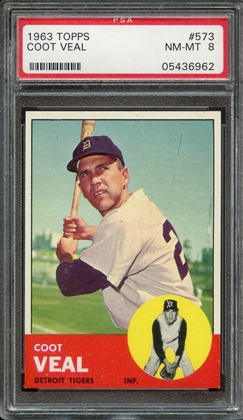 1963 TOPPS 573 COOT VEAL PSA NM-MT 8