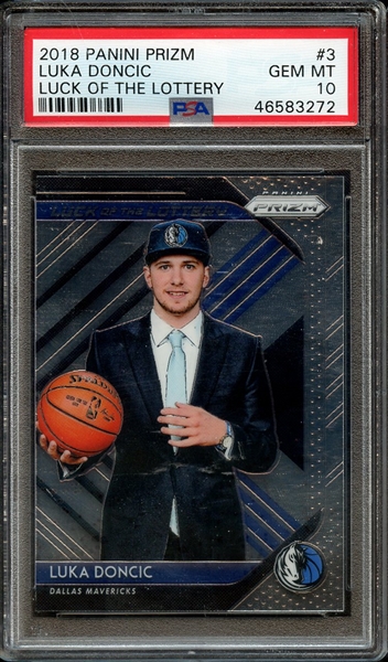 2018 PANINI PRIZM LUCK OF THE LOTTERY 3 LUKA DONCIC LUCK OF THE LOTTERY PSA GEM MT 10