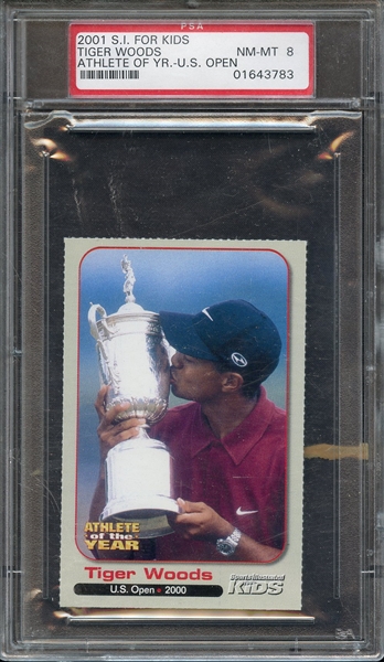 2001 S.I. FOR KIDS ATHLETE OF THE YEAR TIGER WOODS ATHLETE OF YR.-U.S. OPEN PSA NM-MT 8