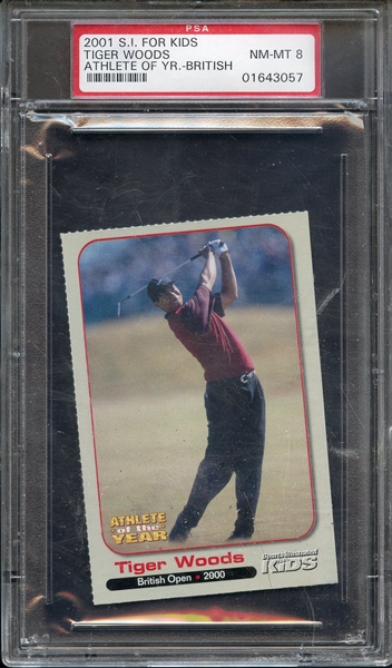 2001 S.I. FOR KIDS ATHLETE OF THE YEAR TIGER WOODS ATHLETE OF YR.-BRITISH PSA NM-MT 8