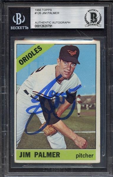 1966 TOPPS 126 SIGNED JIM PALMER BGS BAS AUTHENTIC