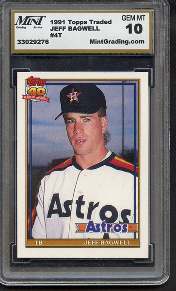 1991 TOPPS TRADED 4T JEFF BAGWELL MGS 10