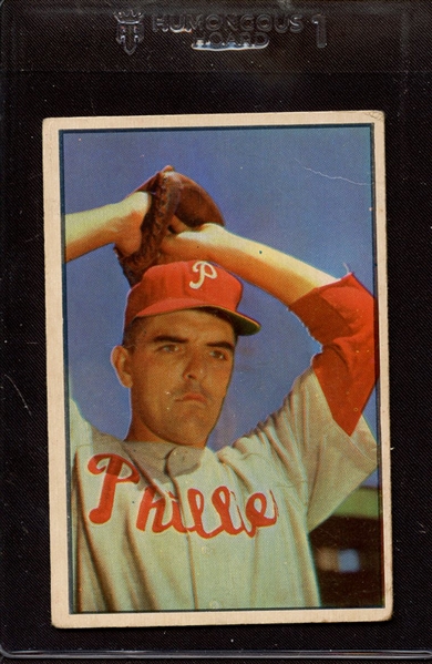 1953 BOWMAN COLOR 64 CURT SIMMONS POOR