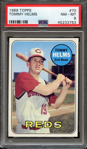1969 TOPPS 70 TOMMY HELMS PSA NM-MT 8