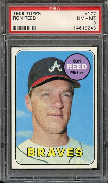1969 TOPPS 177 RON REED PSA NM-MT 8