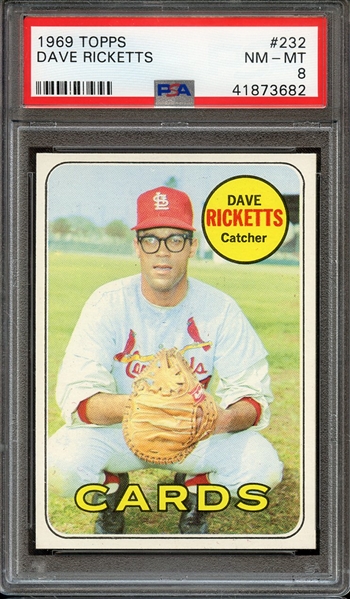 1969 TOPPS 232 DAVE RICKETTS PSA NM-MT 8