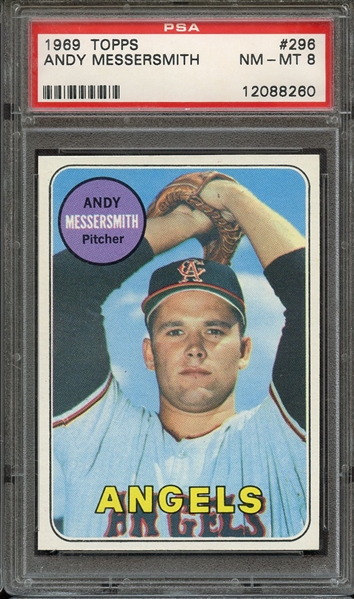 1969 TOPPS 296 ANDY MESSERSMITH PSA NM-MT 8