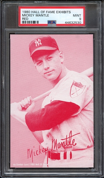1980 HALL OF FAME EXHIBITS MICKEY MANTLE RED PSA MINT 9