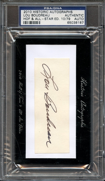 2010 HISTORIC AUTOGRAPHS SIGNED LOU BOUDREAU 10/79 PSA/DNA AUTO AUTHENTIC