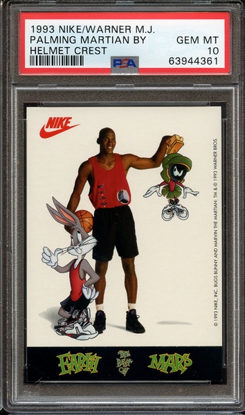 1993 NIKE/WARNER MICHAEL JORDAN PALMING MARTIAN BY HELMET CREST PSA GEM MT 10