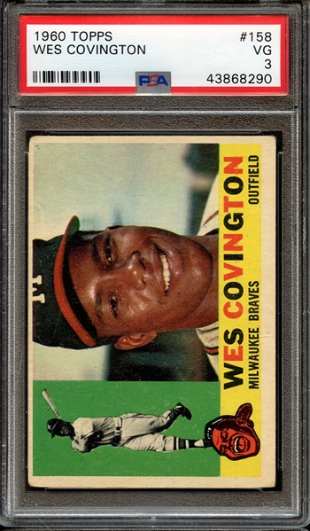 1960 TOPPS 158 WES COVINGTON PSA VG 3