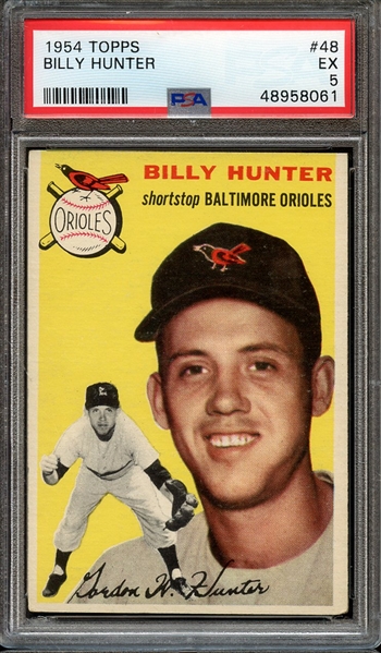1954 TOPPS 48 BILLY HUNTER PSA EX 5