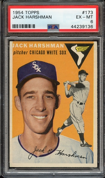 1954 TOPPS 173 JACK HARSHMAN PSA EX-MT 6