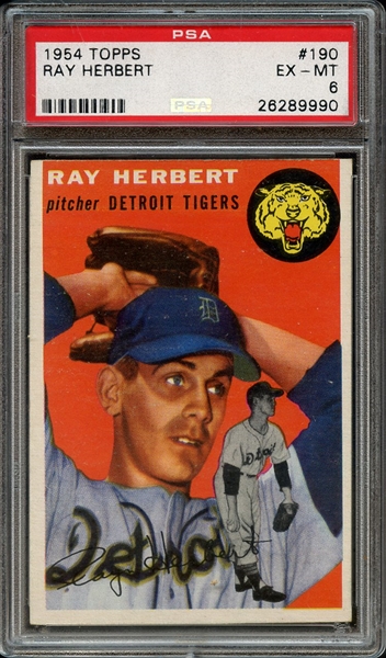 1954 TOPPS 190 RAY HERBERT PSA EX-MT 6