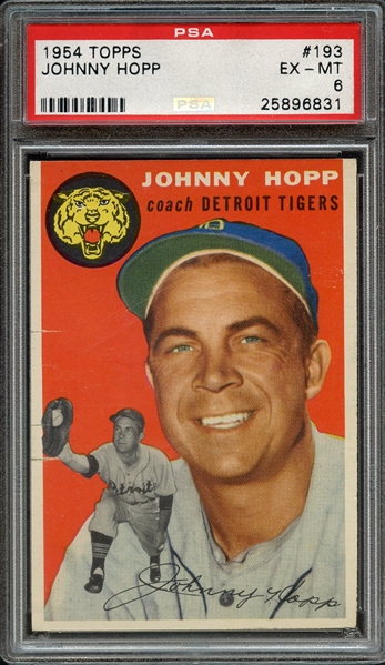 1954 TOPPS 193 JOHNNY HOPP PSA EX-MT 6