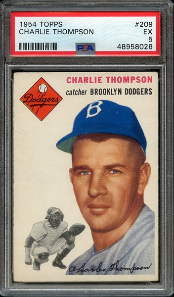 1954 TOPPS 209 CHARLIE THOMPSON PSA EX 5