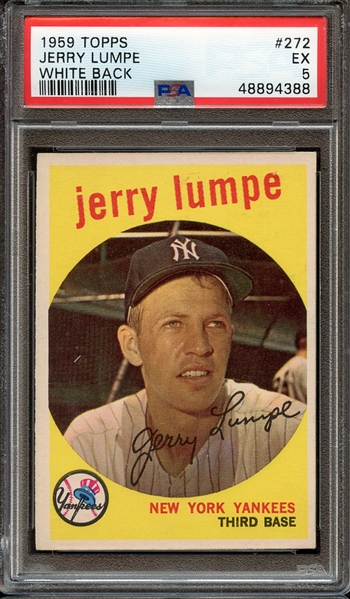 1959 TOPPS 272 JERRY LUMPE WHITE BACK PSA EX 5