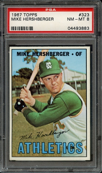 1967 TOPPS 323 MIKE HERSHBERGER PSA NM-MT 8
