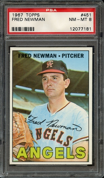 1967 TOPPS 451 FRED NEWMAN PSA NM-MT 8