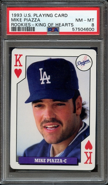 1993 U.S. PLAYING CARD ROOKIES MIKE PIAZZA ROOKIES-KING OF HEARTS PSA NM-MT 8