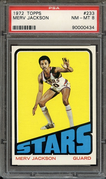 1972 TOPPS 233 MERV JACKSON PSA NM-MT 8