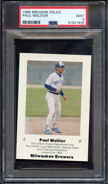 1985 BREWERS POLICE PAUL MOLITOR PSA MINT 9