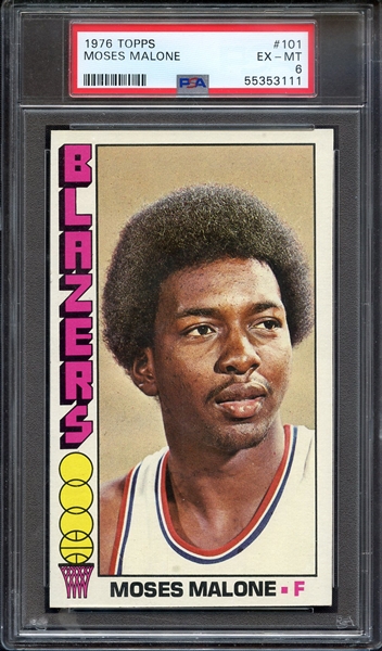 1976 TOPPS 101 MOSES MALONE PSA EX-MT 6
