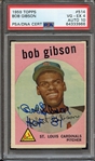 1959 TOPPS 514 SIGNED BOB GIBSON PSA VG-EX 4 PSA/DNA AUTO 10
