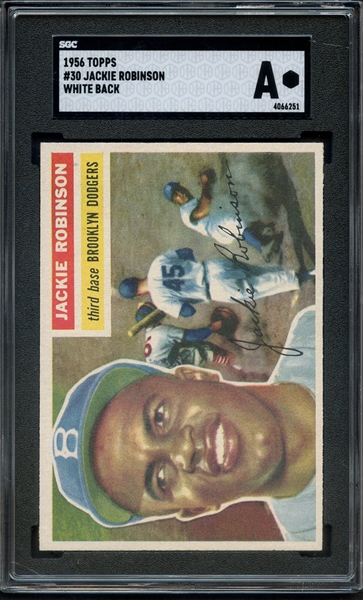 1956 TOPPS 30 JACKIE ROBINSON WHITE BACK SGC AUTHENTIC