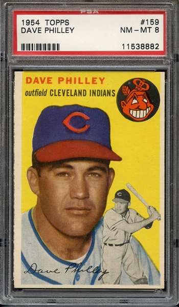 1954 TOPPS 159 DAVE PHILLEY PSA NM-MT 8