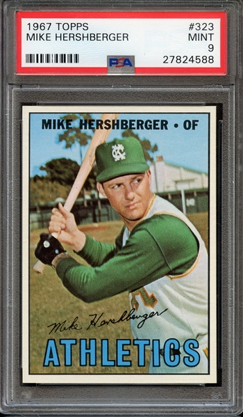 1967 TOPPS 323 MIKE HERSHBERGER PSA MINT 9