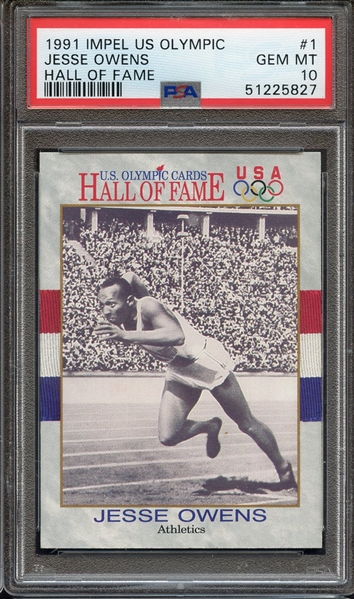 1991 IMPEL US OLYMPIC HALL OF FAME 1 JESSE OWENS HALL OF FAME PSA GEM MT 10