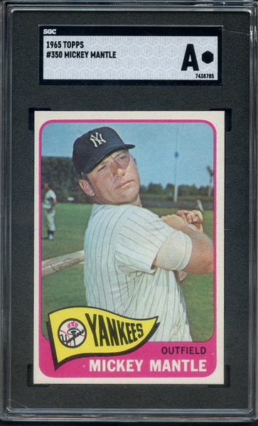 1965 TOPPS 350 MICKEY MANTLE SGC AUTHENTIC