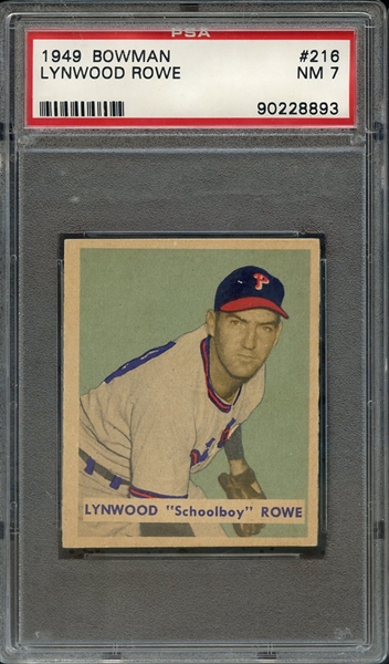1949 BOWMAN 216 LYNWOOD ROWE PSA NM 7