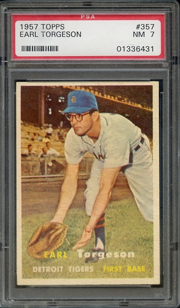 1957 TOPPS 357 EARL TORGESON PSA NM 7