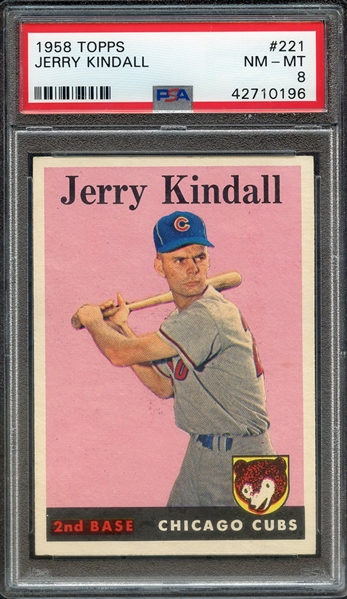 1958 TOPPS 221 JERRY KINDALL PSA NM-MT 8