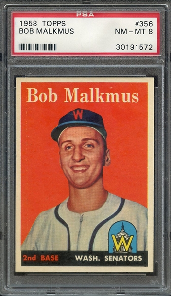 1958 TOPPS 356 BOB MALKMUS PSA NM-MT 8