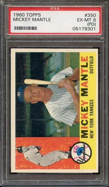 1960 TOPPS 350 MICKEY MANTLE PSA EX-MT 6 (PD)