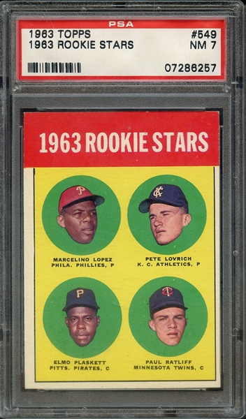 1963 TOPPS 549 1963 ROOKIE STARS PSA NM 7