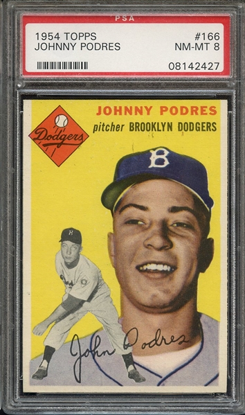 1954 TOPPS 166 JOHNNY PODRES PSA NM-MT 8