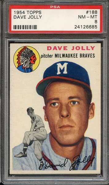 1954 TOPPS 188 DAVE JOLLY PSA NM-MT 8