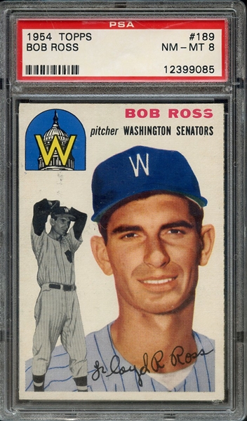 1954 TOPPS 189 BOB ROSS PSA NM-MT 8