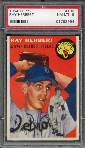 1954 TOPPS 190 RAY HERBERT PSA NM-MT 8
