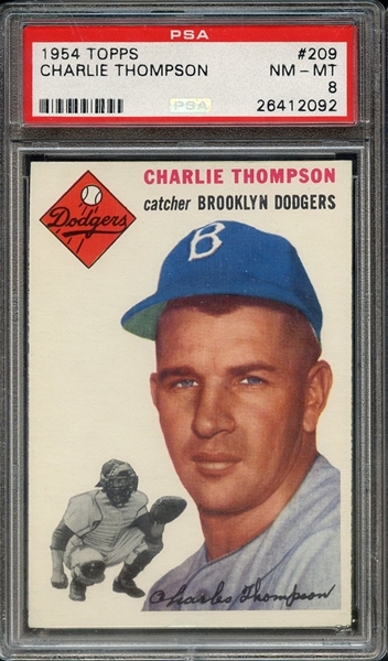 1954 TOPPS 209 CHARLIE THOMPSON PSA NM-MT 8