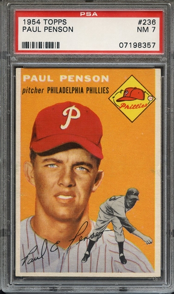 1954 TOPPS 236 PAUL PENSON PSA NM 7