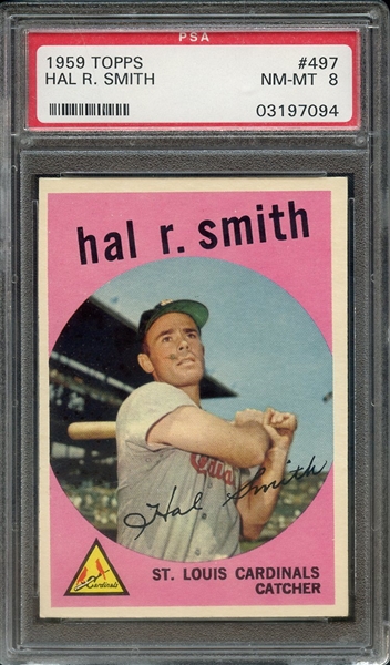 1959 TOPPS 497 HAL R. SMITH PSA NM-MT 8