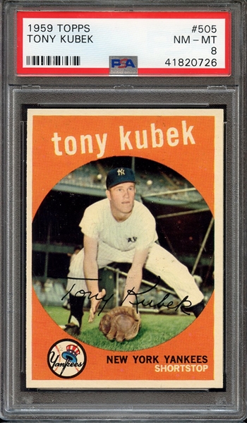 1959 TOPPS 505 TONY KUBEK PSA NM-MT 8